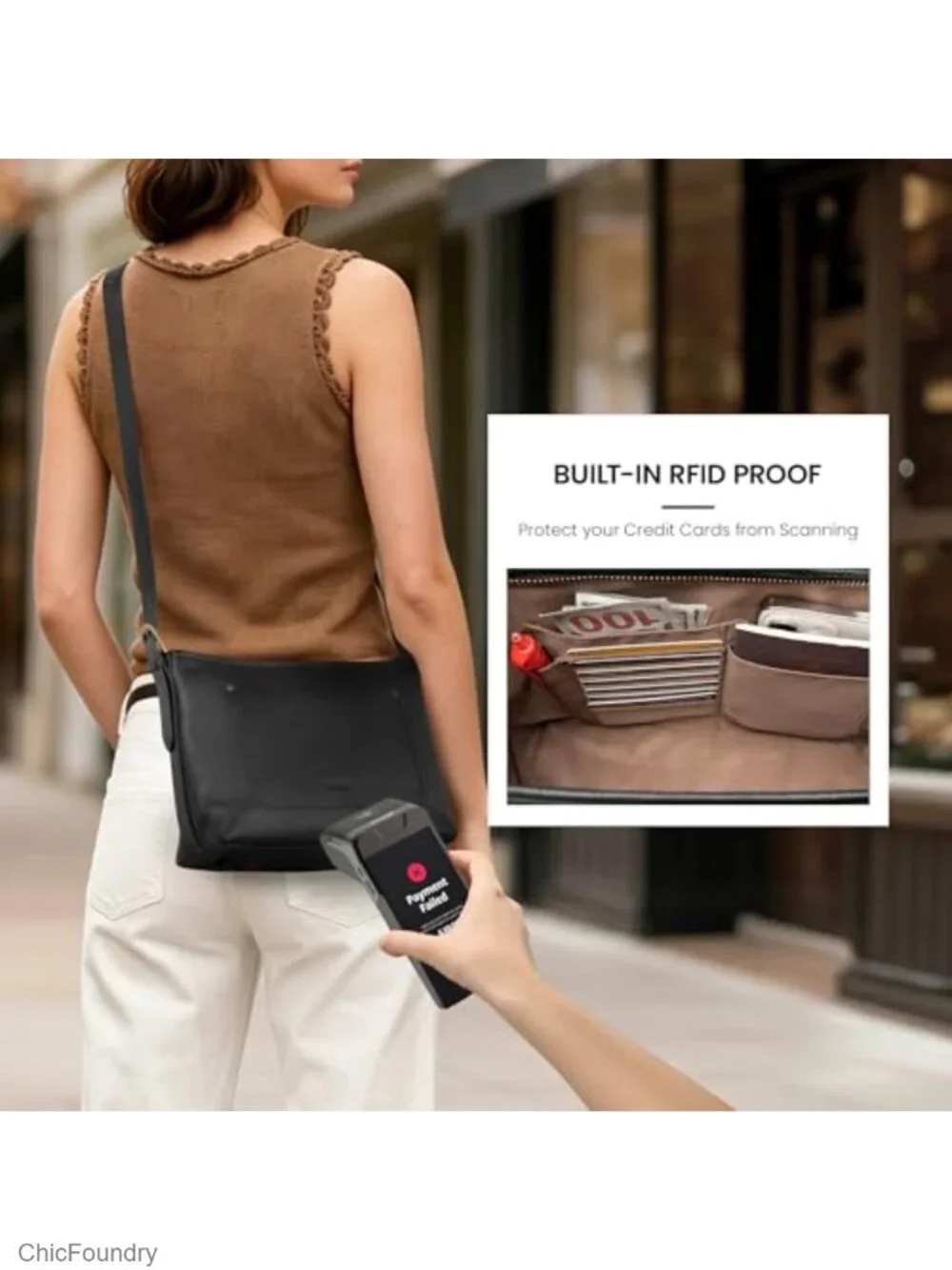 Genuine Leather Crossbody Bag RFID Blocking Shoulder Purse Woman Handbag